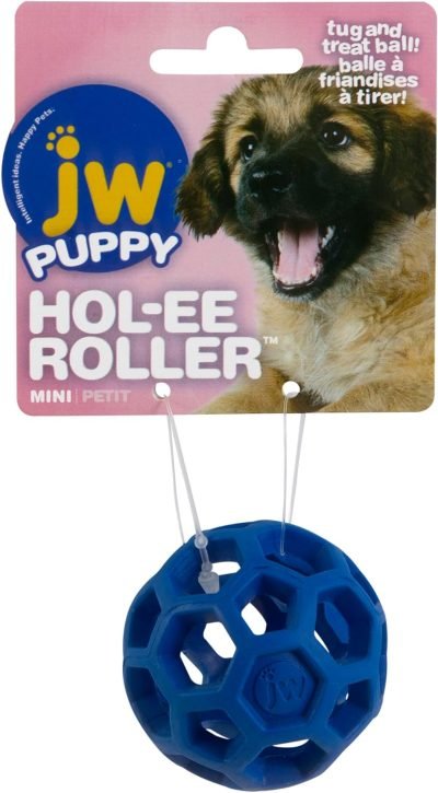 Pet Hol-ee Roller Dog Toy Puzzle Ball, Natural Rubber, Small (3 Inch Diameter), Colors May Vary