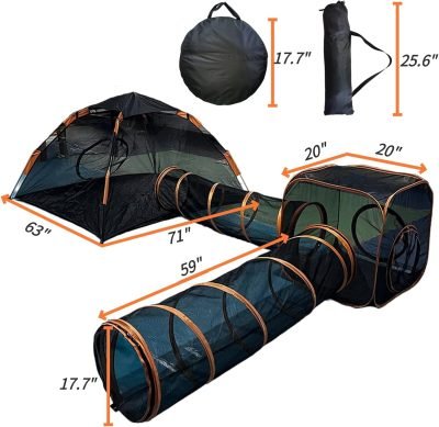 71J9Q1mHXCL._AC_SL1500 Portable Outdoor Cat Enclosures for Indoor Cats, 4-in-1 Large Cat Tent Outdoor with Tunnel for Cats and Other Pets