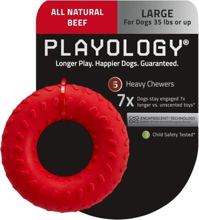 Layer Ring Toy for Large Dog (35lbs & up) - Engaging All-Natural Cheddar Cheese Scented Durable Dog Chew Toys for Aggressive Chewers - Easy to Clean - Interactive & Non-Toxic