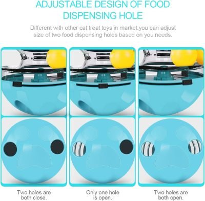 Cat Interactive Food Dispenser Toy, Tumbler Cat Toy Ball Snack Dispenser Dual Rolling Balls & Detachable Wand Slow Feed for Cat Kitty Puppy, Dogs Cats Playing & Training, Green