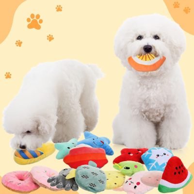 80 Pcs Dog Squeaky Toys Bulk for Small Puppy Dog Stuffed Plush Chew Toys Small Medium Dogs PET Toys with Squeakers for Puppies Teething (Novel Style)