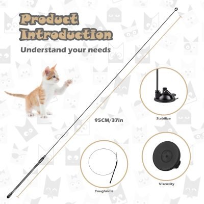 Cat Feather Toys Automatic Interactive Cat Toys Natural Bird Feather Ball Toys Suction Cup Pet Chase Movement Playing Toy Exercise cat Toys 7 Pcs Cat Toy Set for Indoor Bored Cats Gifts