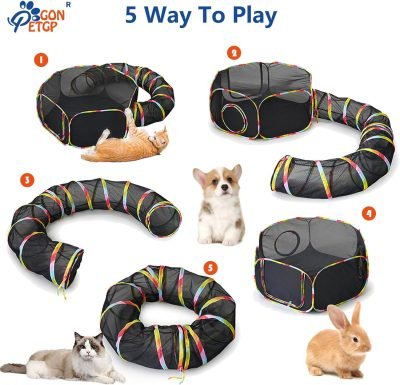 Outdoor Cat Enclosures, Cat Playground Portable Mesh Tent, Outside Circle Playpen Tunnel for Kitty, Rabbit, Puppy and Small Animals