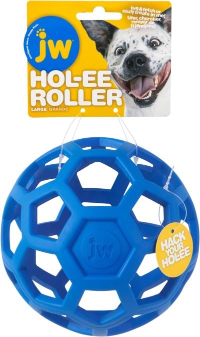 Pet Hol-ee Roller Dog Toy Puzzle Ball, Natural Rubber, Small (3 Inch Diameter), Colors May Vary