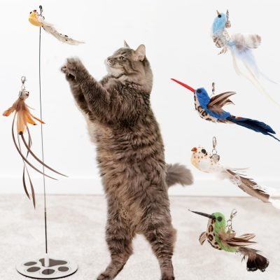 Cat Toys For Bored Indoor Adult Cats Any Surface Base Cat Wand Toy Cat For Stimulation Toys For Indoor Cats Cat Feather Toy Cat Feather Wand Cat Toy Wand Juguetes Para Gatos Activos Juegos Para Gatos
