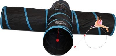 Premium 4 Way Cat Tunnel. Extra Large 12 Inch Diameter and Extra Long. A Big Collapsible Play Toy. Wide Pet Tunnel Tube for Rabbits, Kittens, Large Cats, and Dogs.