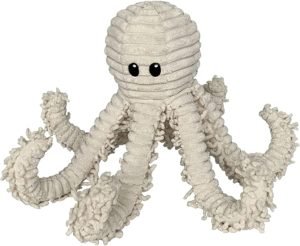 Durable Natural Nubby Plush Dog Toys with Squeaker and Crinkle Paper in Multi-Size (Natural Octopus - L, 18 Inch), All Breed Sizes