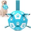 Dog Toys Soccer Ball with Straps, Interactive Toys for Tug of War, Puppy Birthday Toy, Dog Water Toy, Dog Balls for Small & Medium Dog (6 Inch)