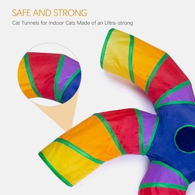 Cat Tunnel for Indoor Cats Large, with Play Ball S-Shape 5 Way Collapsible Interactive Peek Hole Pet Tube Toys, Puppy, Kitty, Kitten, Rabbit (Multicolor)