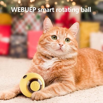 71Rso2HsX_L._AC_SL1500 Cat Toy Balls for Indoor Cats Smart Interactive Self Rotating Ball Kitten Toy Gift USB Rechargeable Cat Toys Set Planet Cat Toys Balls With Lights Electric Pet Ball Automatic Moving Yellow Toy Ball
