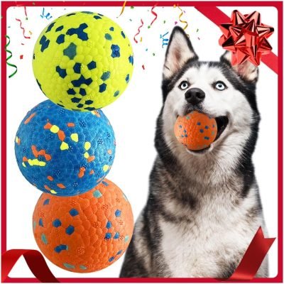 Dog Balls, Indestructible Tennis Balls for Dogs, Durable Bouncy Dog Toy Balls for Aggressive Chewers, Interactive Dog Toys for Fetch Game, Lightweight Floating Dog Toys (4 Balls)