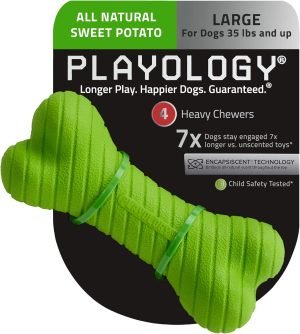 Layer Bone Toy for Large Dogs (35lbs & up) - Engaging All-Natural Sweet Potato Scented Durable Dog Chew Toy for Heavy Chewers - Easy to Clean - Interactive & Non-Toxic