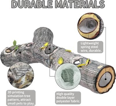 71VPBhac_2L._AC_SL1500 Large Cat Tunnel, 3 Way Collapsible Tube with Peek Holes Cat Tunnels for Indoor Cats Interactive Maze Toy for Kitty Puppy Rabbits Ferrets Squirrels Guinea Pigs Chinchillas