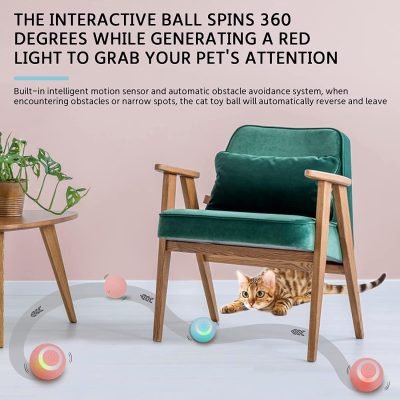 Smart Cat Toy, Gravity Smart Roller Ball, Interactive Cat Toys for Indoor,Automatic Pet Exercise Toys, Cats Stuff Automatic Cat Toy as Xmas Cat Gift Box