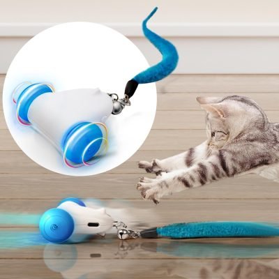 Interactive Cat Toys for Indoor Cats, 2-Speed Smart Automatic Cat Mouse Toy with LED Wheels, USB Rechargeable,Relieve Lack of Exercise for Cats Kittens