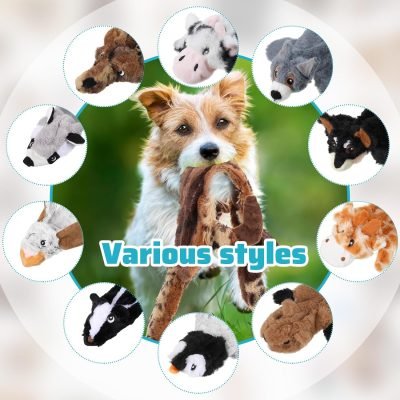 10 Pcs Dog Squeaky Toys No Stuffing Pet Toys Crinkle Dog Toy for Aggressive Chewers Plush Teething Puppy Squeak Toys Animals Chew Toys for Small Medium Large Pets, 10 Styles(Classic Style)