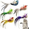 Cat Feather Toy Refill Cat Wand Attachments, 5 PCS Feathers Cat Toy Refills, Cat Wand Replacement Feather Bird for Cat Toy