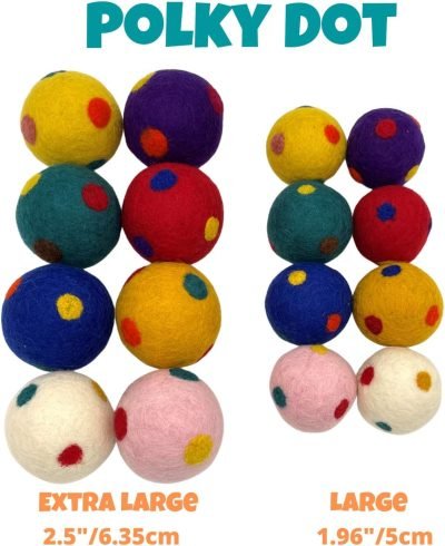Wool Ball Cat Toys, Eco Friendly Safe for Cats Ferrets and Small Animals, Safe Pet Balls for Indoor and Outdoor Use, (Extra Lg - Spiral)