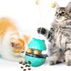 Cat Interactive Food Dispenser Toy, Tumbler Cat Toy Ball Snack Dispenser Dual Rolling Balls & Detachable Wand Slow Feed for Cat Kitty Puppy, Dogs Cats Playing & Training, Green