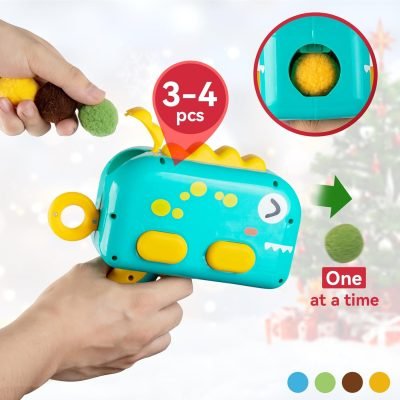 Interactive Cat Toys for Indoor Cats,Cat Ball Launcher Toys with 20Pcs Pom Pom Balls,Soft Balls Shooter Gun for Kitten Playing Toys
