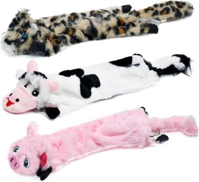 71cCydX4pNL._AC_SL1500 Dog Squeaky Toys No Stuffing 6 Pack Dog Toys Crinkle Dog Toys for Small Dogs Durable Dog Chew Toys Plush Cute Animals Natural Puppy Toys for Teething Pet Toys Squeak