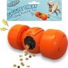 Dog Food Puzzle Toys, Treat Dispenser with Squeaky Giggle Sound, Interactive Chase Slow Feeder for Boredom and Stimulating, IQ Training for Small Medium Large Dogs, Orange