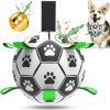 Dog Toys Soccer Ball with Straps, Interactive Toys for Tug of War, Puppy Birthday Toy, Dog Water Toy, Dog Balls for Small & Medium Dog (6 Inch)
