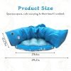 Cat Tunnel Bed for Indoor Cats 2-in-1 Cat Play Tunnel Bed Collapsible Cat Carpet Tunnel Washable Cat Tubes and Tunnels with Hanging Balls for Kitty Bunny Rabbit Puppy Ferret (Blue)