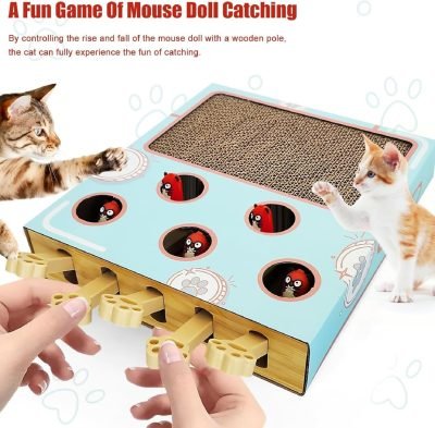 Cat Enrichment Toys for Indoor Cats, Whack-A-Mole Cat Puzzle Toy, Corrugated Cardboard Cat Scratching Post, Indoor Cat Scratching Post Toy, Safe and Fun Paw Scratcher, Exercise Puzzle for All Ages