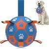 Dog Toys Soccer Ball with Straps, Interactive Toys for Tug of War, Puppy Birthday Toy, Dog Water Toy, Dog Balls for Small & Medium Dog (6 Inch)