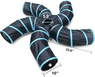 Cat Tunnel for Indoor Cats, 2 Way/3 Way/4 Way/5 Way Cat Tubes and Tunnels Collapsible S-Shape Small Animal Tubes Kitty Tunnels Interactive Maze Cat Toy for Kitten Rabbit Ferret - 5 Way