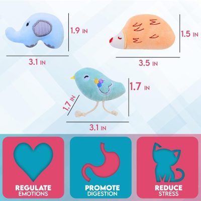 Cat Balls & Catnip Toys Set - Cartoon Fuzzy Balls, Soft & Lightweight - Kittens Chewing, Kicker Toys - Cat Toys for Indoor Cats - Kitten & Cat Accessories - Pack of 9