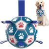 Dog Toys Soccer Ball with Straps, Interactive Toys for Tug of War, Puppy Birthday Toy, Dog Water Toy, Dog Balls for Small & Medium Dog (6 Inch)