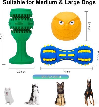 71hh8u-yhWL._AC_SL1500 Dog Chew Toys for Aggressive Chewers, 3 Pack Tough Dog Toys, Indestructible Dog Toys - Perfect for Medium & Large Breeds