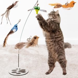 Cat Toys For Bored Indoor Adult Cats Any Surface Base Cat Wand Toy Cat For Stimulation Toys For Indoor Cats Cat Feather Toy Cat Feather Wand Cat Toy Wand Juguetes Para Gatos Activos Juegos Para Gatos