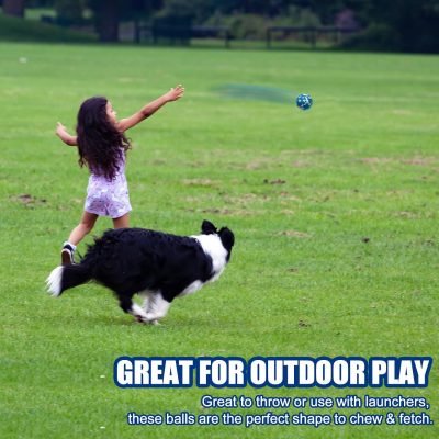 Dog Balls, Indestructible Tennis Balls for Dogs, Durable Bouncy Dog Toy Balls for Aggressive Chewers, Interactive Dog Toys for Fetch Game, Lightweight Floating Dog Toys (4 Balls)