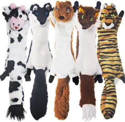 Dog Squeaky Toys 5 Pack, Pet Toys Crinkle Dog Toy No Stuffing Animals Dog plush Toy Dog Chew Toy for Large Dogs and Medium Dogs Squeeky Doggie Toys Puppy Toys Squeak