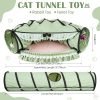 Cat Tunnel Toy Bed 2-in-1, Collapsible Cat Tunnels Tubes Toys with Washable Removable Mat Beds for Indoor Pet Cats Kittens Matcha