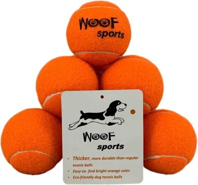 71mRHhwptbL._AC_SL1500 Dog Tennis Balls 12 Orange Tennis Balls for Dogs. Easy to Find! includes Carrying Bag. Medium Size Balls Fits Standard Ball Launchers