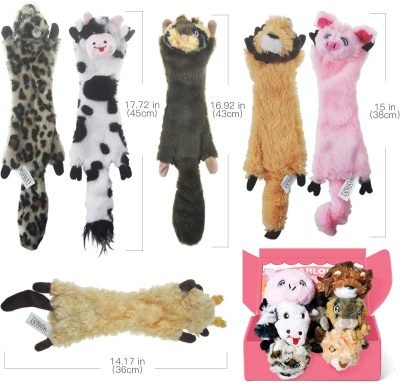 71paCGho6dL._AC_SL1500 Dog Squeaky Toys No Stuffing 6 Pack Dog Toys Crinkle Dog Toys for Small Dogs Durable Dog Chew Toys Plush Cute Animals Natural Puppy Toys for Teething Pet Toys Squeak