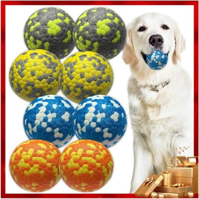 Dog Balls, Indestructible Tennis Balls for Dogs, Durable Bouncy Dog Toy Balls for Aggressive Chewers, Interactive Dog Toys for Fetch Game, Lightweight Floating Dog Toys (4 Balls)