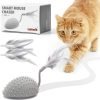 Interactive Cat Toys for Indoor Cats, Automatic Moving Cat Mouse Cat Toys with Feather Tail, Cat Exercise Electric Toys, USB Rechargeable