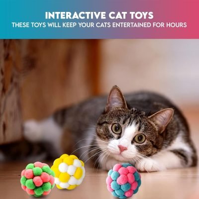 Cat Balls & Catnip Toys Set - Cartoon Fuzzy Balls, Soft & Lightweight - Kittens Chewing, Kicker Toys - Cat Toys for Indoor Cats - Kitten & Cat Accessories - Pack of 9