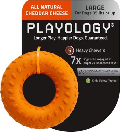 Layer Ring Toy for Large Dog (35lbs & up) - Engaging All-Natural Cheddar Cheese Scented Durable Dog Chew Toys for Aggressive Chewers - Easy to Clean - Interactive & Non-Toxic