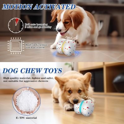 Interactive Dog Toys for Boredom, Bouncing Ball for Dogs with Motion Activated, Active Rolling Ball for Dogs