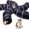 Cat Tunnel for Indoor Cats Large, with Play Ball S-Shape 5 Way Collapsible Interactive Peek Hole Pet Tube Toys, Puppy, Kitty, Kitten, Rabbit (Multicolor)