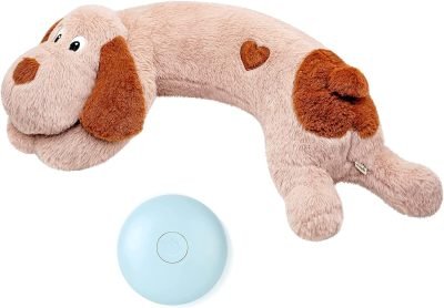 Puppy Heartbeat Toy, Dog Heartbeat Toy for Separation Anxiety Relief, Puppy Toy with Heartbeat Stuffed Animal Anxiety Calming Behavioral Aid Plush Toy for Dogs Cats Pets (White+)