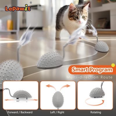 Interactive Cat Toys for Indoor Cats, Automatic Moving Cat Mouse Cat Toys with Feather Tail, Cat Exercise Electric Toys, USB Rechargeable