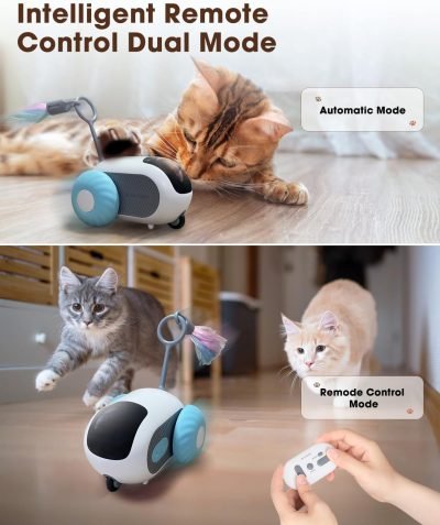 Cat Toys for Indoor Cats, Smart Interactive Cat Toy with 2-Speed Adjustment, Remote Control & USB Rechargeable Automatic Cat Exercise Toys for Bored Indoor Adult Cats Kittens (Blue)