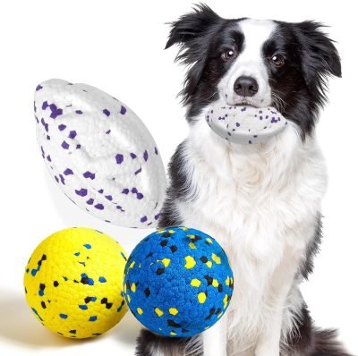 Dog Balls Tennis Ball Toys Dog Toys for Aggressive Chewers Durable Teething Chew Toys Water Toy Fetch Balls for Large Medium Small Dog and Puppies (4 Balls)